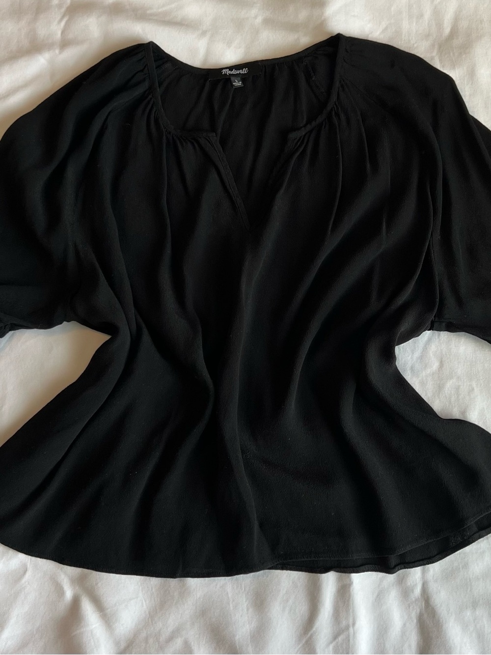 Madewell Black Flowing Peasant Blouse